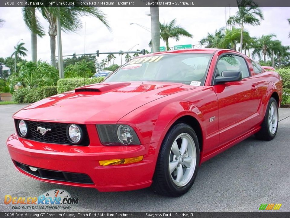 2008 Ford Mustang GT Premium Coupe Torch Red / Medium Parchment Photo #7