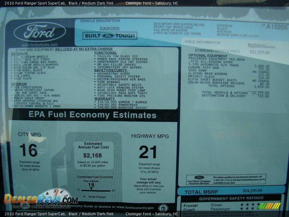 2010 Ford Ranger Sport SuperCab Black / Medium Dark Flint Photo #12