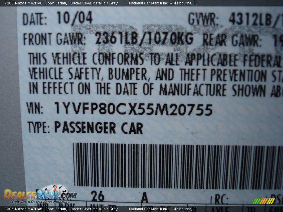 2005 Mazda MAZDA6 i Sport Sedan Glacier Silver Metallic / Gray Photo #23