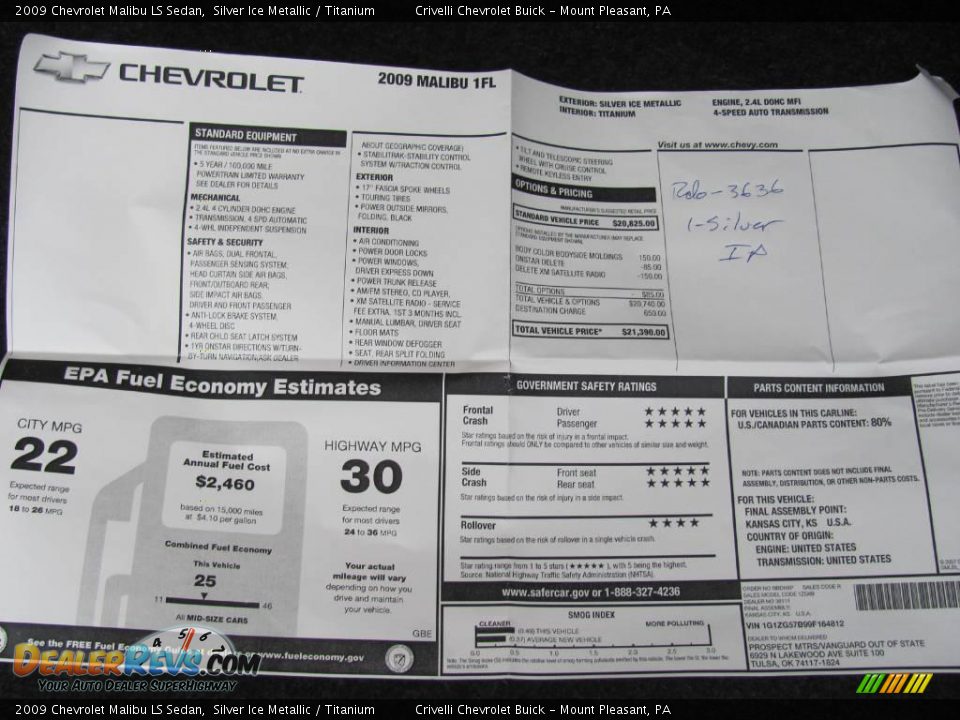 2009 Chevrolet Malibu LS Sedan Silver Ice Metallic / Titanium Photo #28