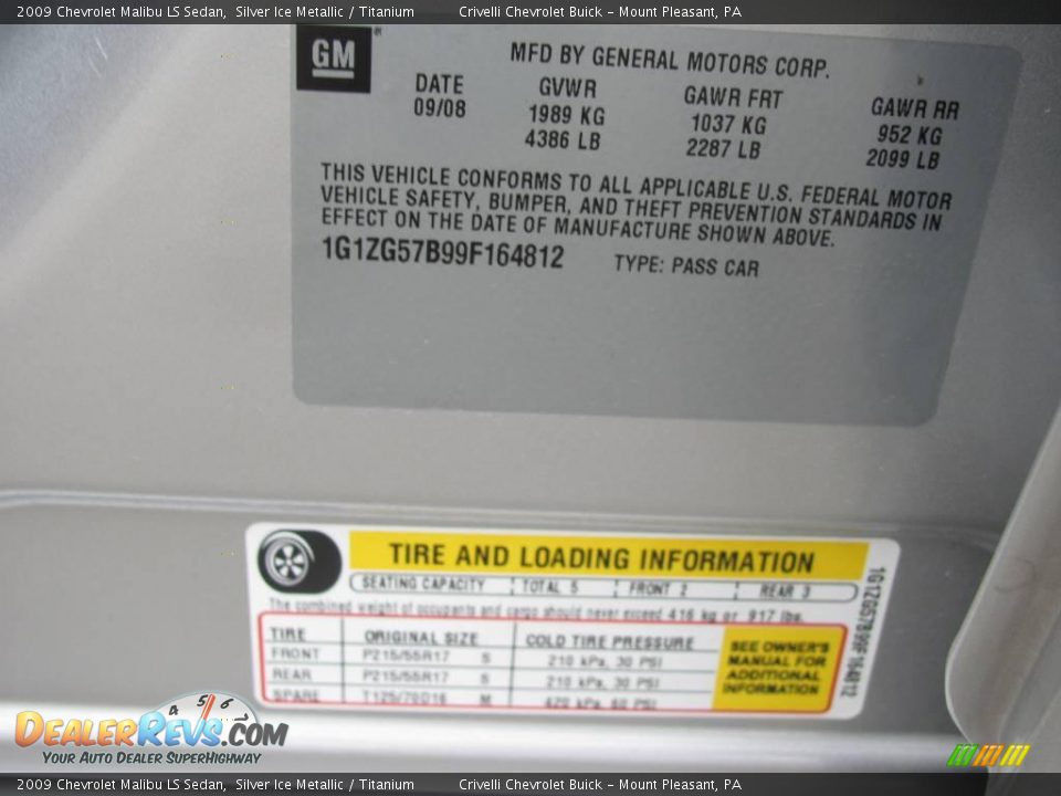 2009 Chevrolet Malibu LS Sedan Silver Ice Metallic / Titanium Photo #34