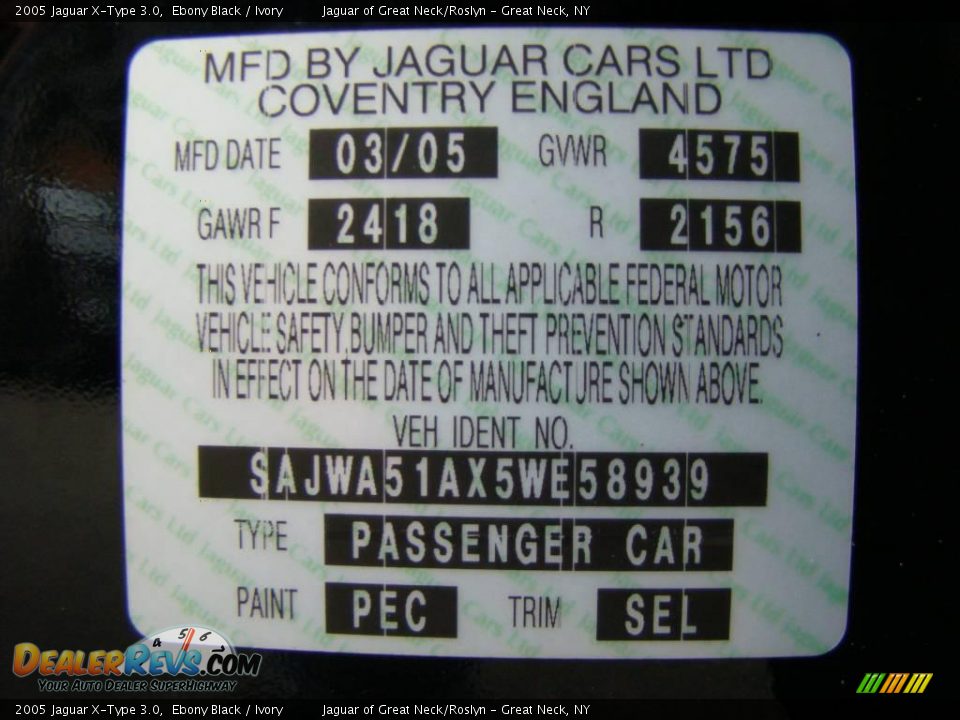 2005 Jaguar X-Type 3.0 Ebony Black / Ivory Photo #30