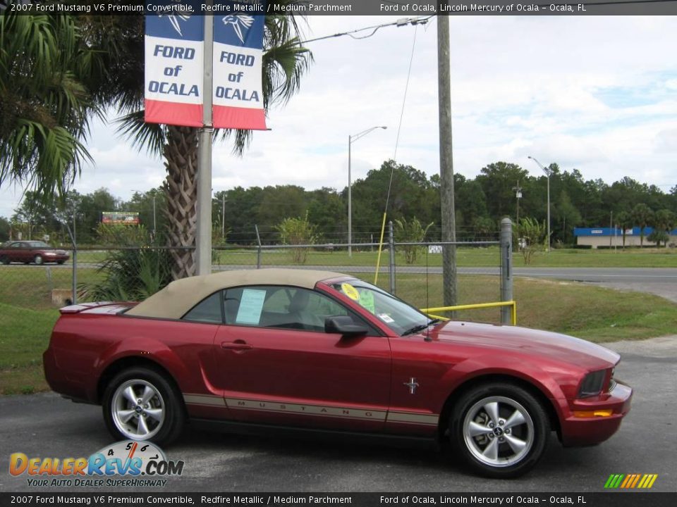 2007 Ford Mustang V6 Premium Convertible Redfire Metallic / Medium Parchment Photo #3
