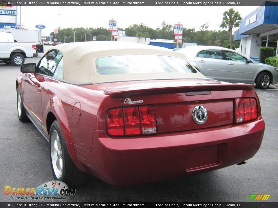 2007 Ford Mustang V6 Premium Convertible Redfire Metallic / Medium Parchment Photo #6