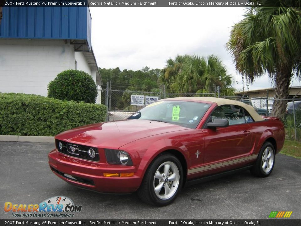 2007 Ford Mustang V6 Premium Convertible Redfire Metallic / Medium Parchment Photo #8