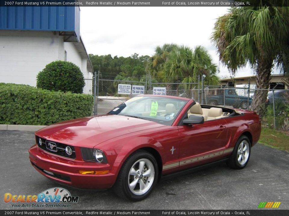 2007 Ford Mustang V6 Premium Convertible Redfire Metallic / Medium Parchment Photo #14