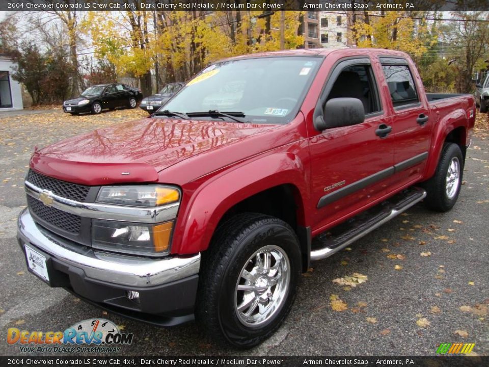 2004 Chevrolet Colorado LS Crew Cab 4x4 Dark Cherry Red Metallic / Medium Dark Pewter Photo #1