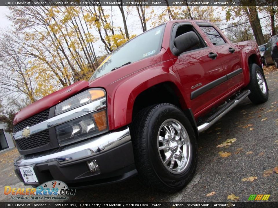 2004 Chevrolet Colorado LS Crew Cab 4x4 Dark Cherry Red Metallic / Medium Dark Pewter Photo #2