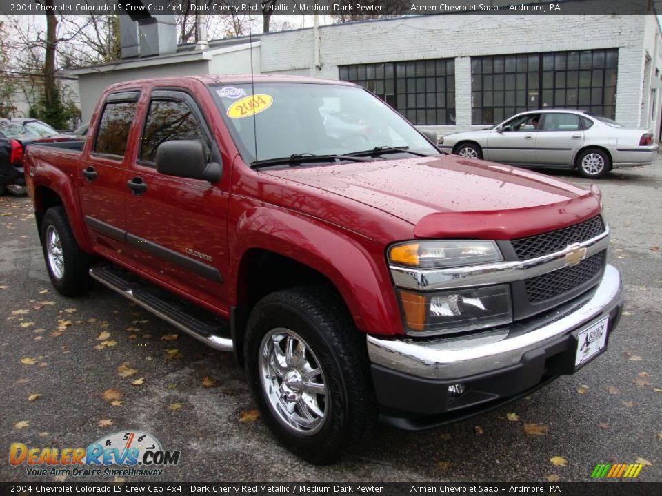 2004 Chevrolet Colorado LS Crew Cab 4x4 Dark Cherry Red Metallic / Medium Dark Pewter Photo #4