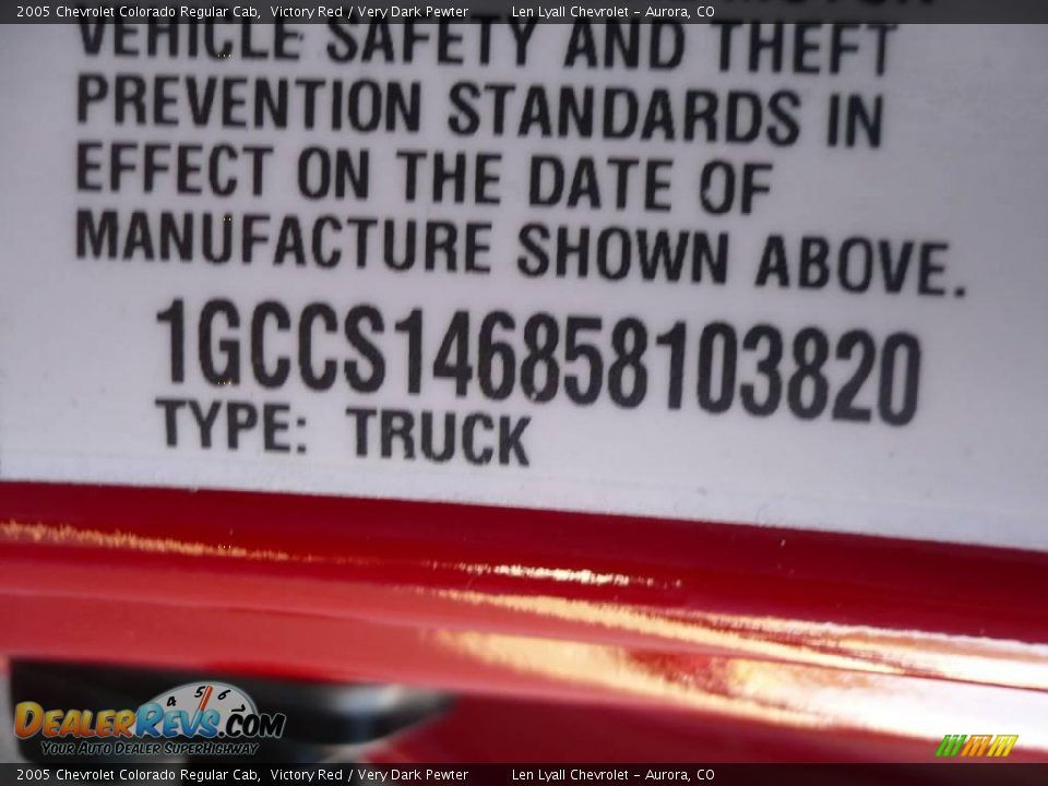 2005 Chevrolet Colorado Regular Cab Victory Red / Very Dark Pewter Photo #28