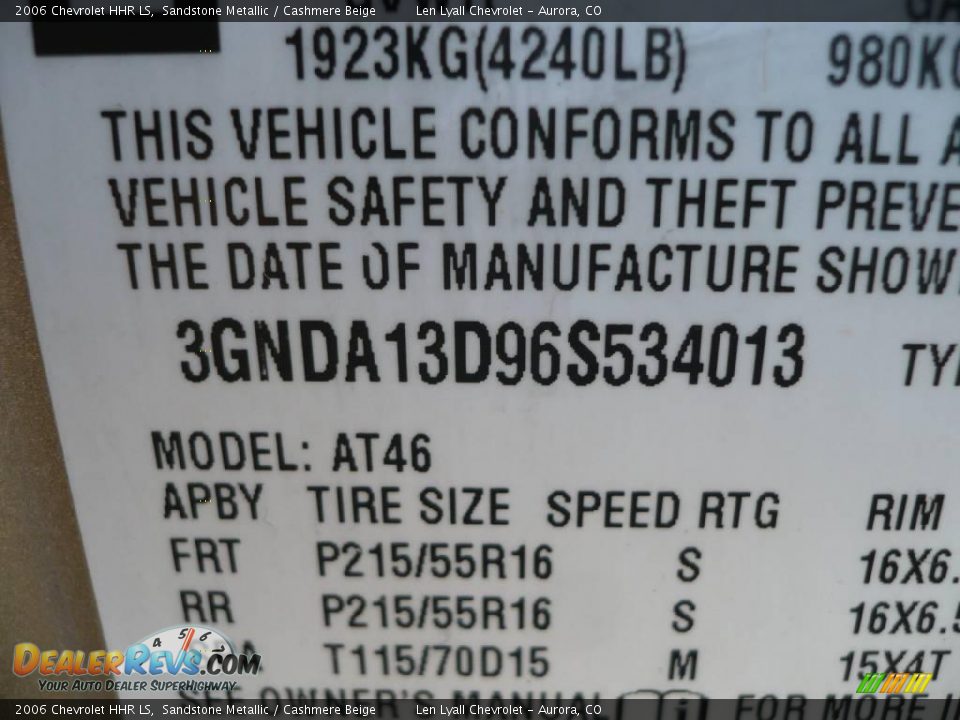 2006 Chevrolet HHR LS Sandstone Metallic / Cashmere Beige Photo #27