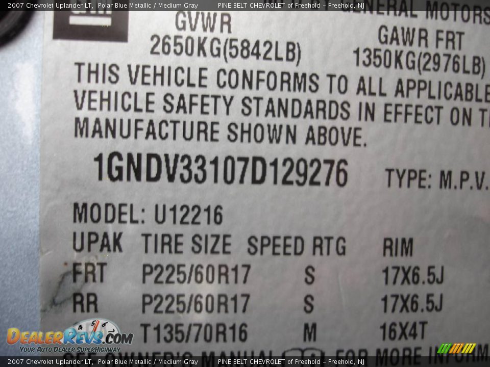 2007 Chevrolet Uplander LT Polar Blue Metallic / Medium Gray Photo #15
