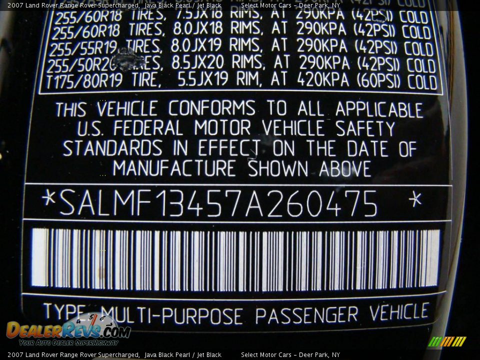 2007 Land Rover Range Rover Supercharged Java Black Pearl / Jet Black Photo #16