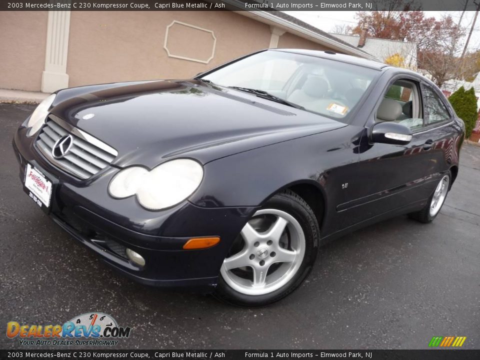 2003 Mercedes-Benz C 230 Kompressor Coupe Capri Blue Metallic / Ash Photo #1