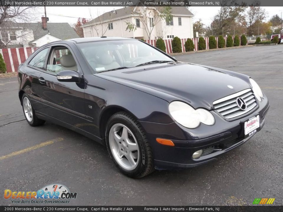 2003 Mercedes-Benz C 230 Kompressor Coupe Capri Blue Metallic / Ash Photo #2