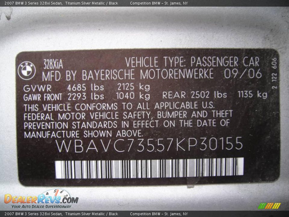 2007 BMW 3 Series 328xi Sedan Titanium Silver Metallic / Black Photo #15