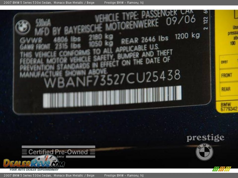 2007 BMW 5 Series 530xi Sedan Monaco Blue Metallic / Beige Photo #9