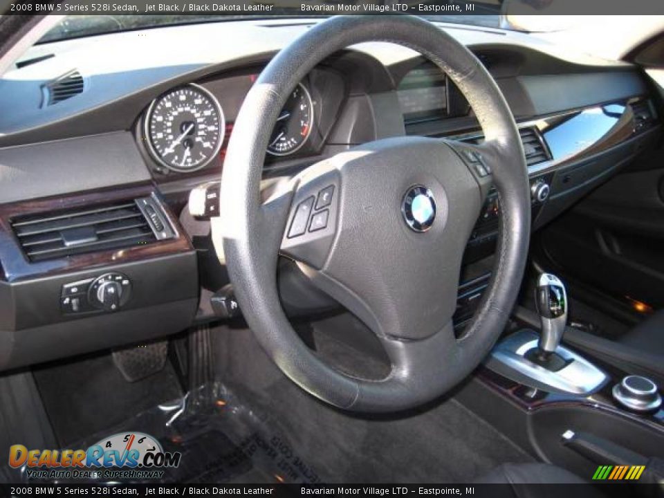 2008 BMW 5 Series 528i Sedan Jet Black / Black Dakota Leather Photo #11
