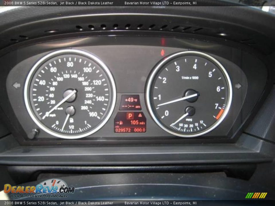 2008 BMW 5 Series 528i Sedan Jet Black / Black Dakota Leather Photo #23