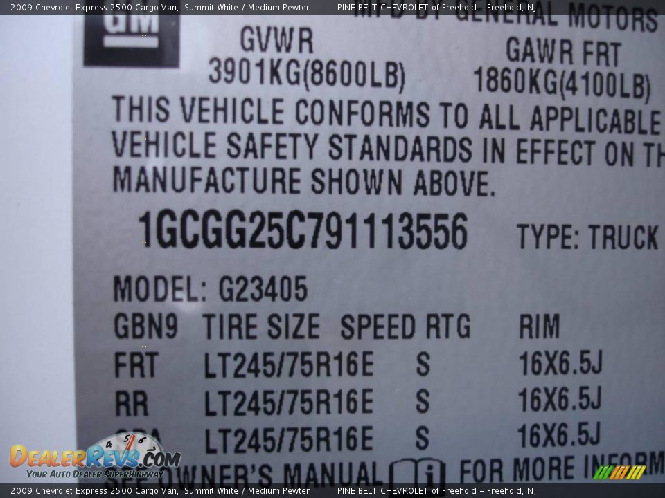 2009 Chevrolet Express 2500 Cargo Van Summit White / Medium Pewter Photo #15