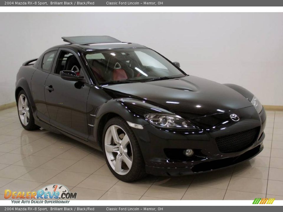 2004 Mazda RX-8 Sport Brilliant Black / Black/Red Photo #1
