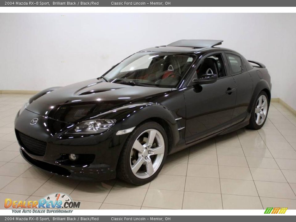 2004 Mazda RX-8 Sport Brilliant Black / Black/Red Photo #3