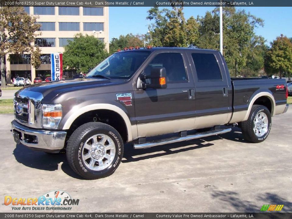 2008 Ford F250 Super Duty Lariat Crew Cab 4x4 Dark Stone Metallic / Camel Photo #1