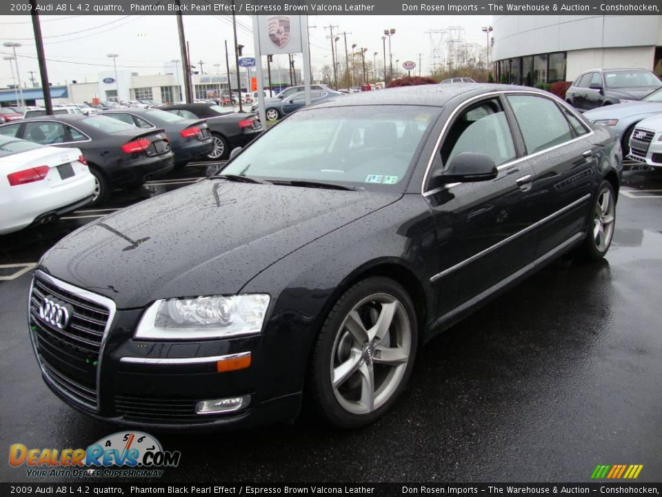 2009 Audi A8 L 4.2 quattro Phantom Black Pearl Effect / Espresso Brown Valcona Leather Photo #1