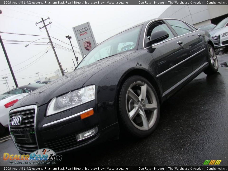 2009 Audi A8 L 4.2 quattro Phantom Black Pearl Effect / Espresso Brown Valcona Leather Photo #2