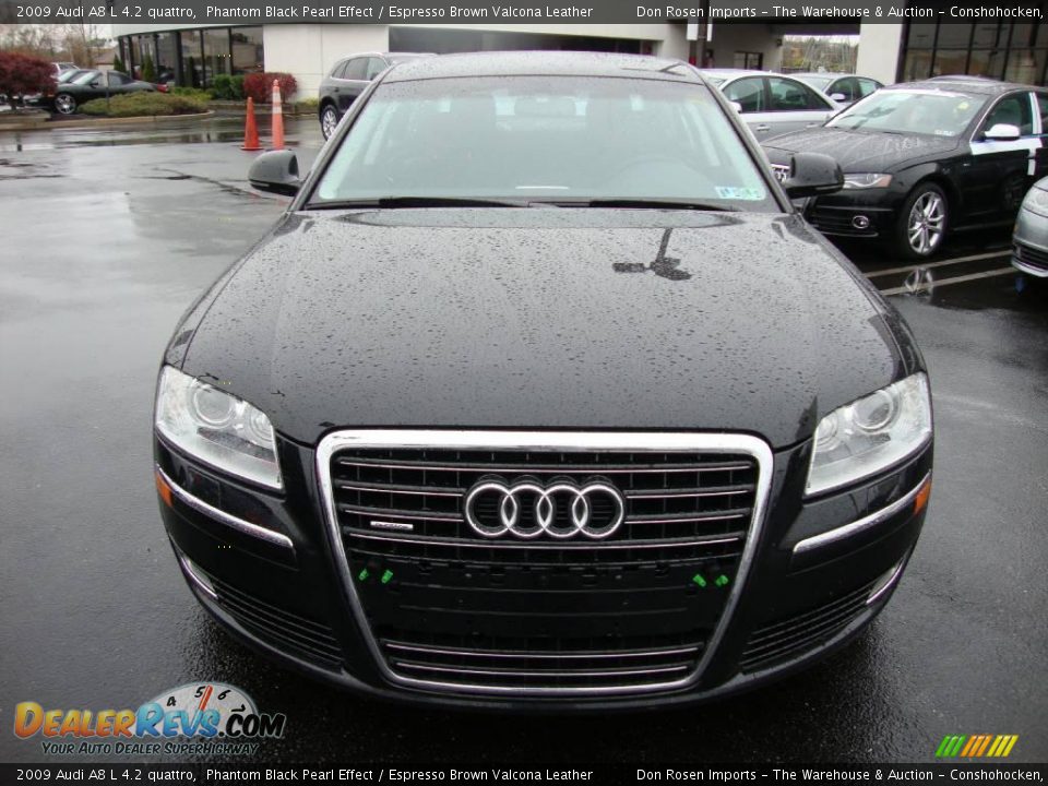 2009 Audi A8 L 4.2 quattro Phantom Black Pearl Effect / Espresso Brown Valcona Leather Photo #3
