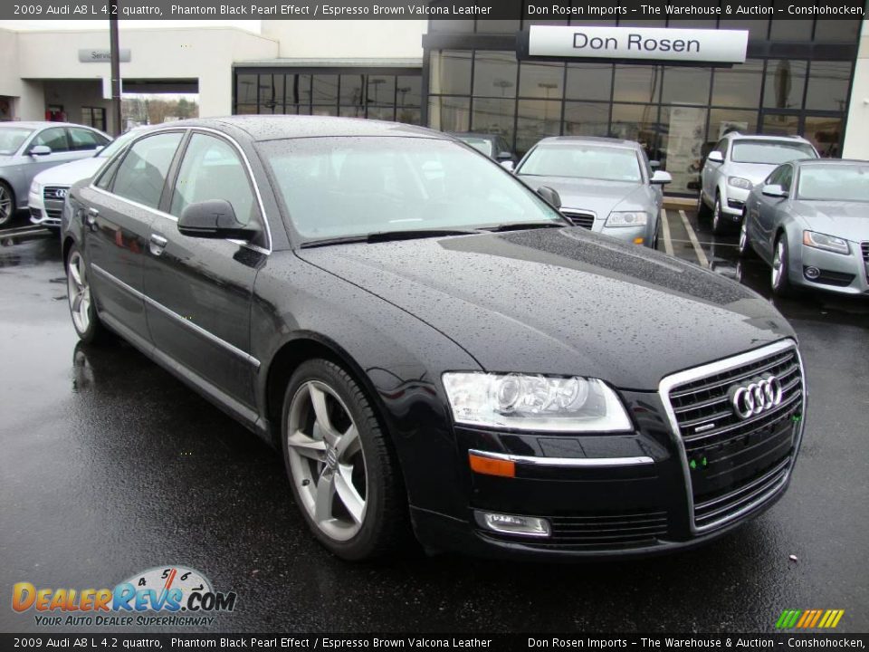 2009 Audi A8 L 4.2 quattro Phantom Black Pearl Effect / Espresso Brown Valcona Leather Photo #4