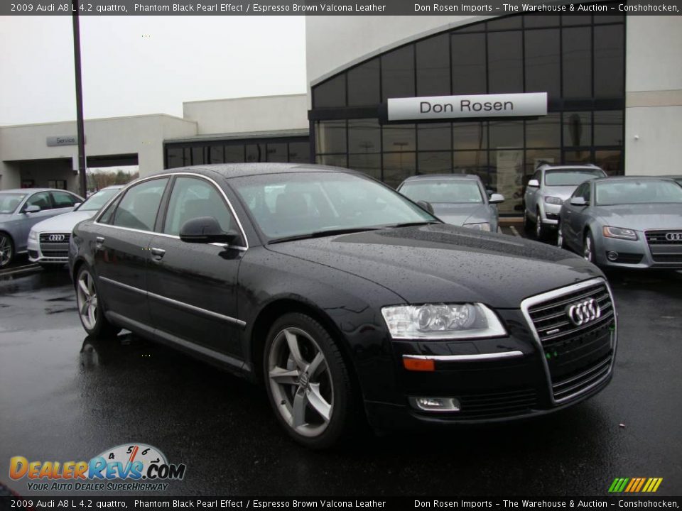 2009 Audi A8 L 4.2 quattro Phantom Black Pearl Effect / Espresso Brown Valcona Leather Photo #5