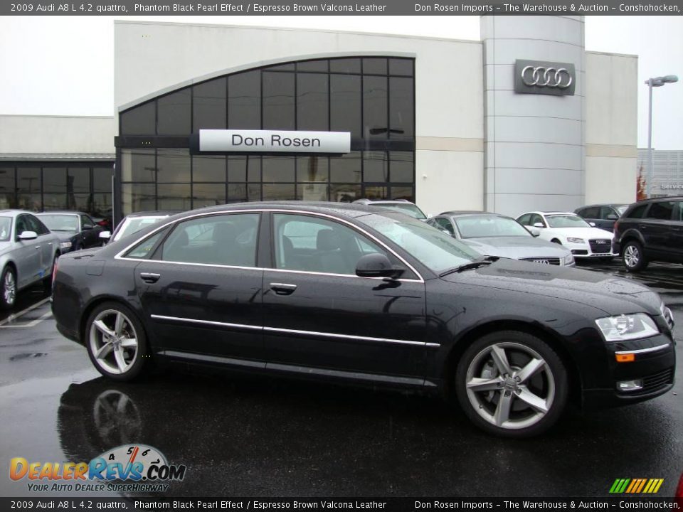 2009 Audi A8 L 4.2 quattro Phantom Black Pearl Effect / Espresso Brown Valcona Leather Photo #6