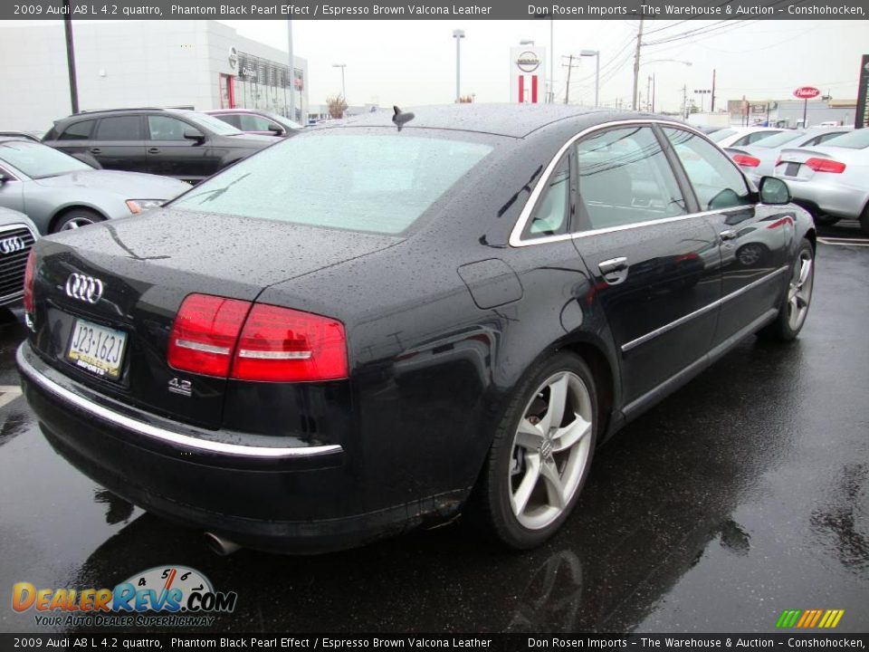 2009 Audi A8 L 4.2 quattro Phantom Black Pearl Effect / Espresso Brown Valcona Leather Photo #7