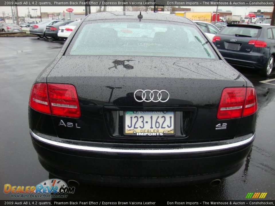 2009 Audi A8 L 4.2 quattro Phantom Black Pearl Effect / Espresso Brown Valcona Leather Photo #8