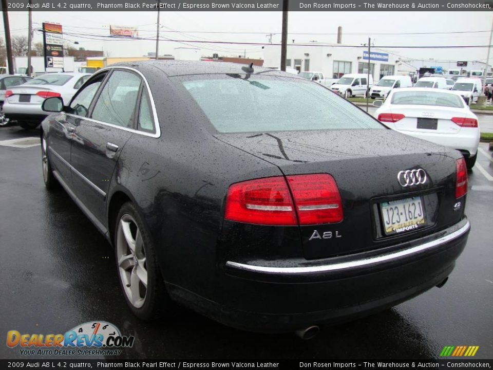2009 Audi A8 L 4.2 quattro Phantom Black Pearl Effect / Espresso Brown Valcona Leather Photo #9