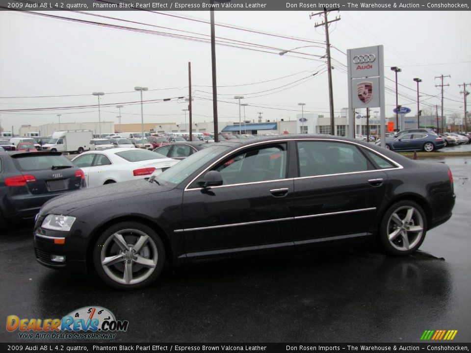 2009 Audi A8 L 4.2 quattro Phantom Black Pearl Effect / Espresso Brown Valcona Leather Photo #10