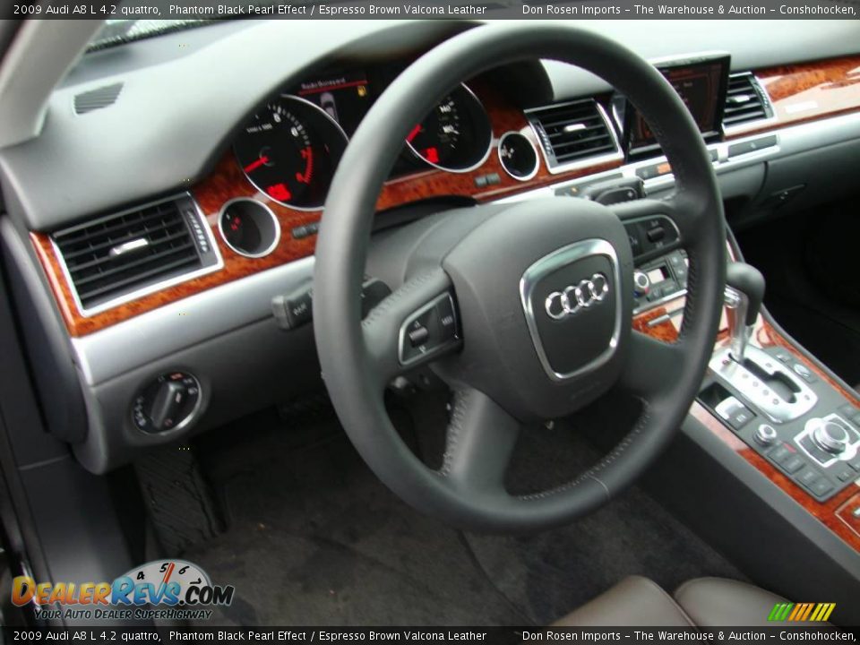 2009 Audi A8 L 4.2 quattro Phantom Black Pearl Effect / Espresso Brown Valcona Leather Photo #11