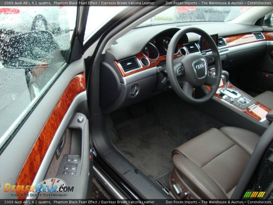 2009 Audi A8 L 4.2 quattro Phantom Black Pearl Effect / Espresso Brown Valcona Leather Photo #12