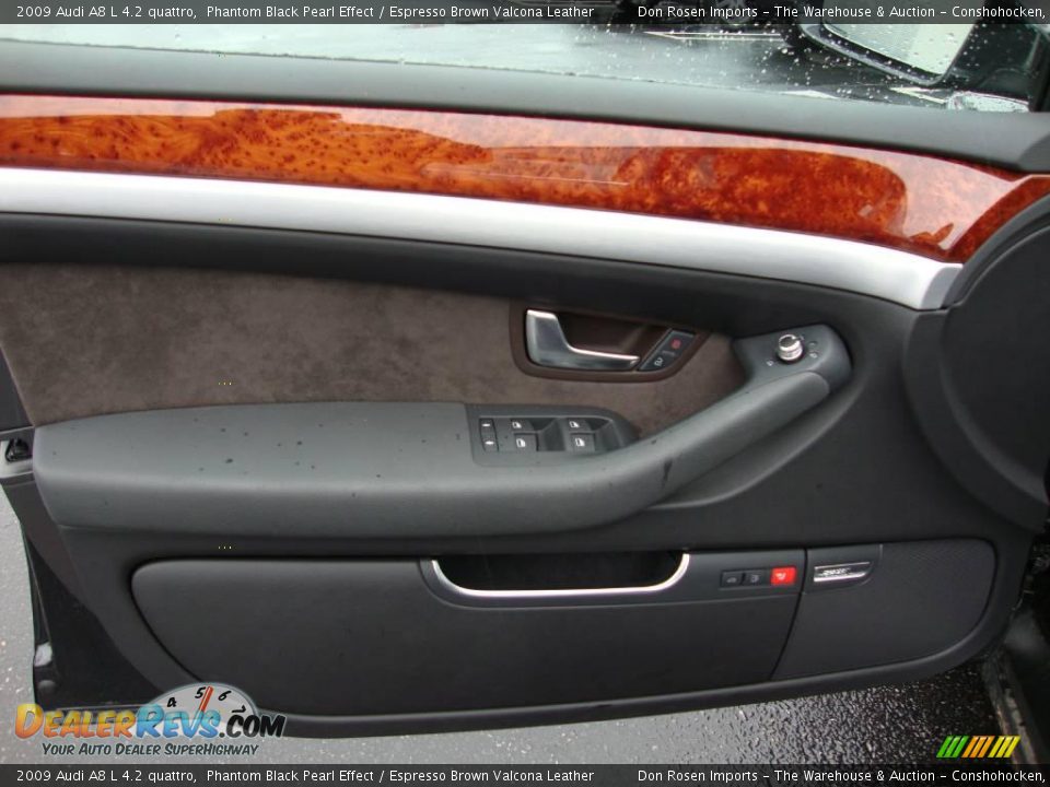 2009 Audi A8 L 4.2 quattro Phantom Black Pearl Effect / Espresso Brown Valcona Leather Photo #13