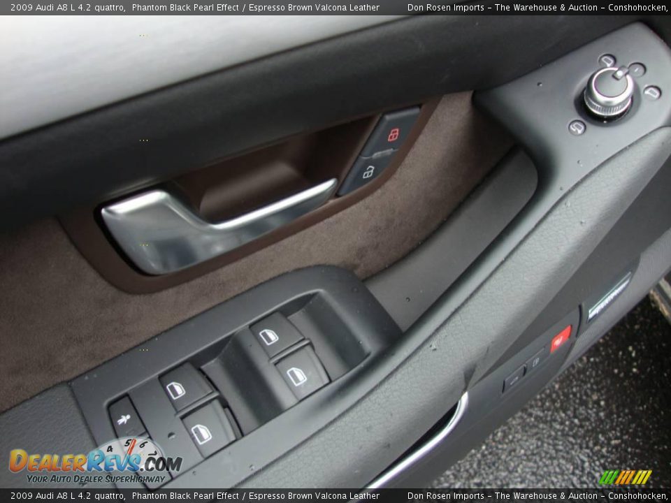 2009 Audi A8 L 4.2 quattro Phantom Black Pearl Effect / Espresso Brown Valcona Leather Photo #14