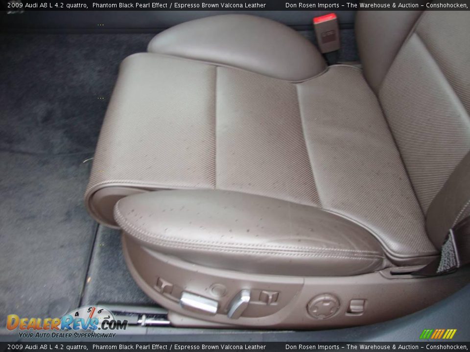 2009 Audi A8 L 4.2 quattro Phantom Black Pearl Effect / Espresso Brown Valcona Leather Photo #15