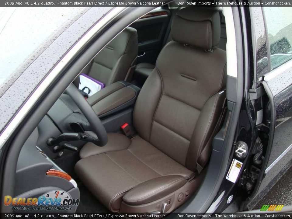 2009 Audi A8 L 4.2 quattro Phantom Black Pearl Effect / Espresso Brown Valcona Leather Photo #16