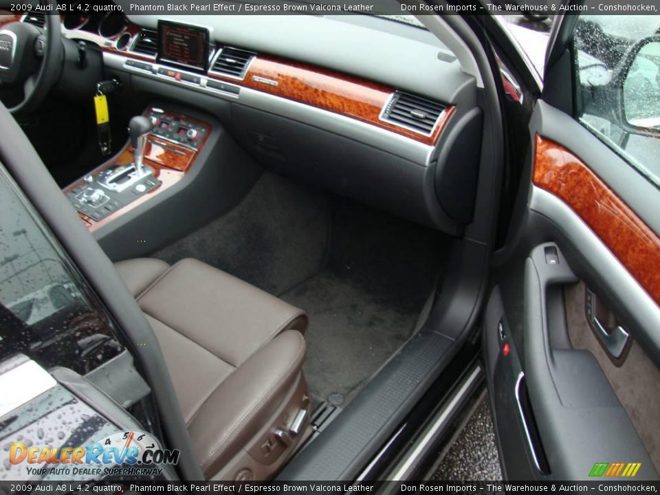 2009 Audi A8 L 4.2 quattro Phantom Black Pearl Effect / Espresso Brown Valcona Leather Photo #17