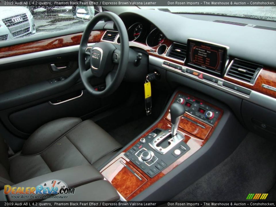 2009 Audi A8 L 4.2 quattro Phantom Black Pearl Effect / Espresso Brown Valcona Leather Photo #18