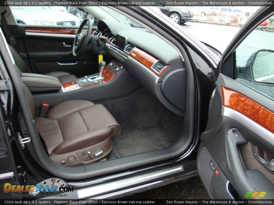 2009 Audi A8 L 4.2 quattro Phantom Black Pearl Effect / Espresso Brown Valcona Leather Photo #19