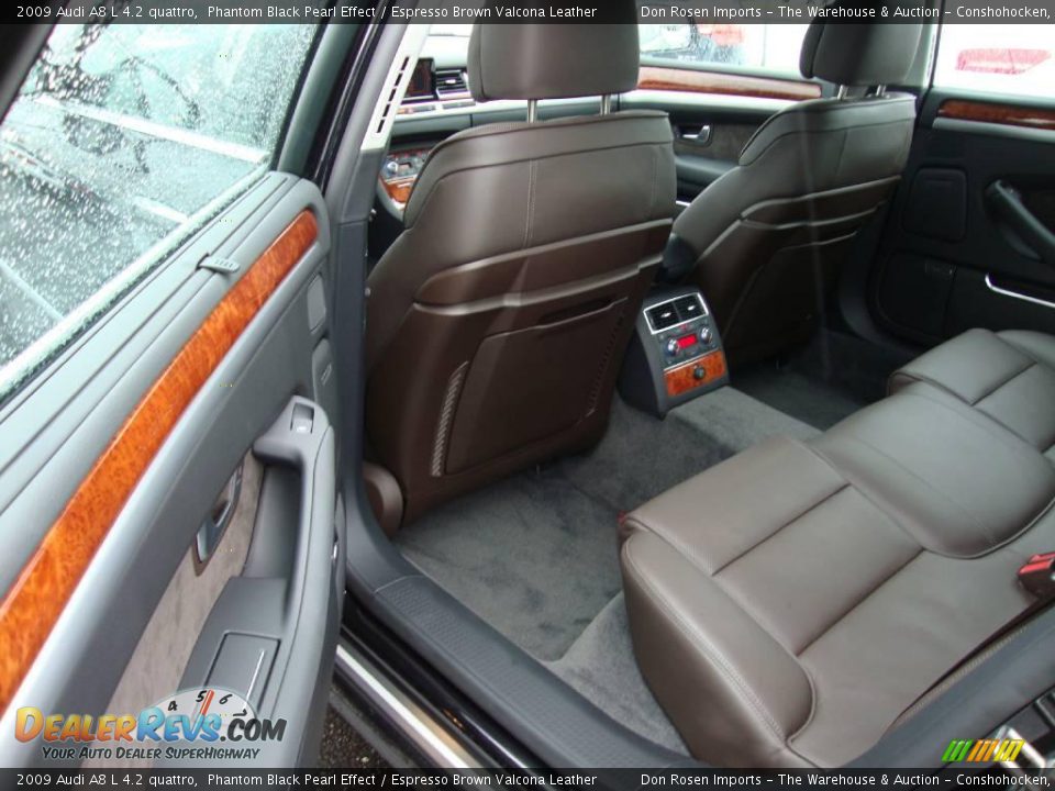 2009 Audi A8 L 4.2 quattro Phantom Black Pearl Effect / Espresso Brown Valcona Leather Photo #21