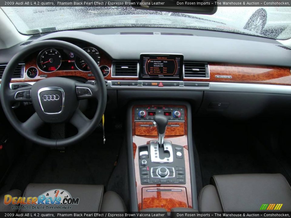 2009 Audi A8 L 4.2 quattro Phantom Black Pearl Effect / Espresso Brown Valcona Leather Photo #25