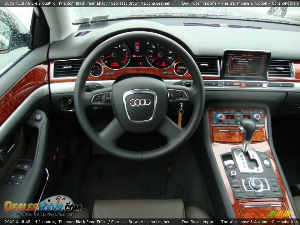 2009 Audi A8 L 4.2 quattro Phantom Black Pearl Effect / Espresso Brown Valcona Leather Photo #26