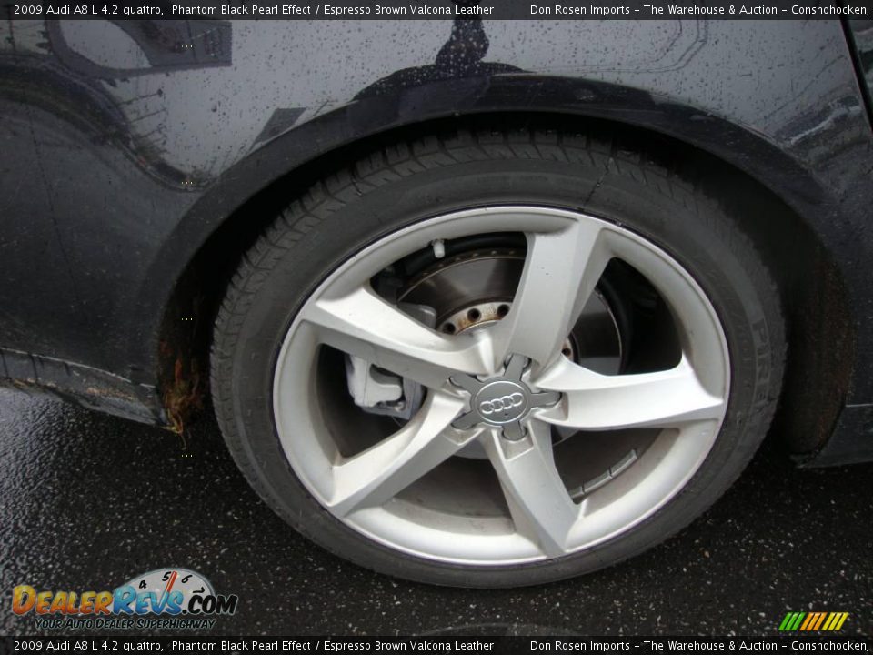 2009 Audi A8 L 4.2 quattro Phantom Black Pearl Effect / Espresso Brown Valcona Leather Photo #29